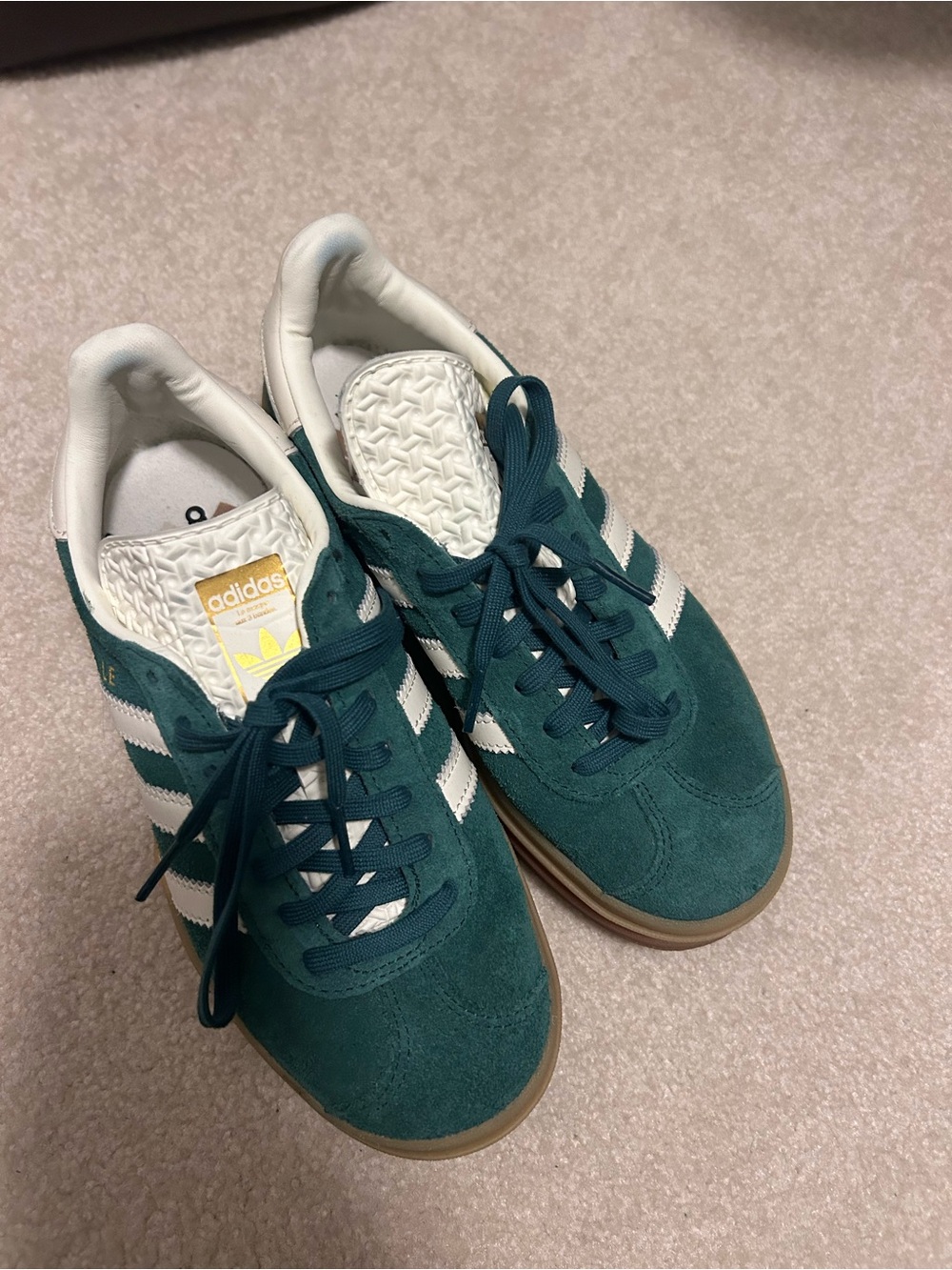adidas Teal Suede Sneakers with White Stripes